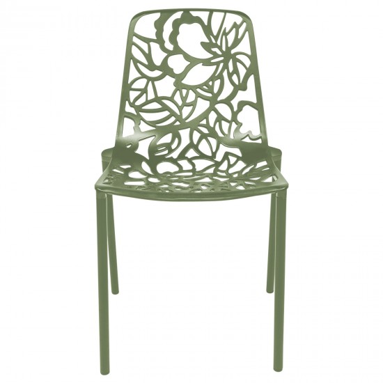 LeisureMod Modern Devon Aluminum Chair, Khaki Green, DC23G