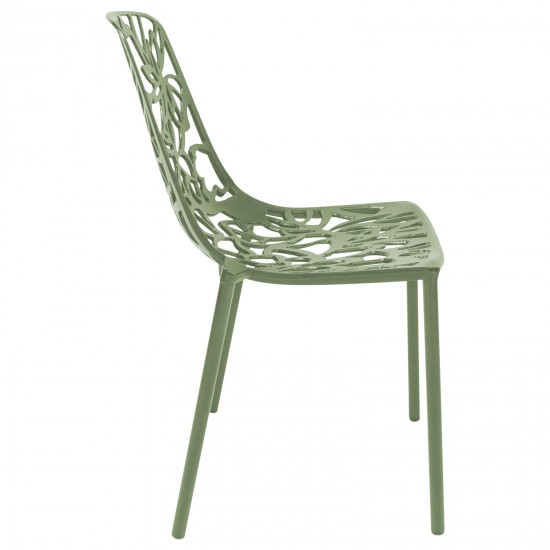 LeisureMod Modern Devon Aluminum Chair, Set of 2, Khaki Green, DC23G2