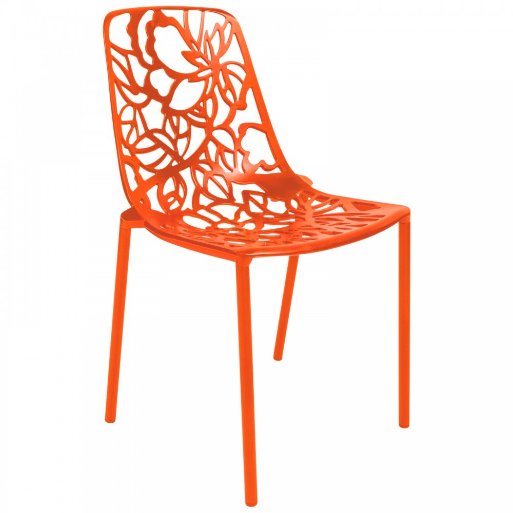 LeisureMod Modern Devon Aluminum Chair, Orange, DC23OR