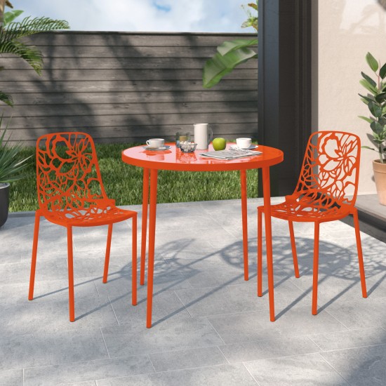 LeisureMod Modern Devon Aluminum Chair, Set of 2, Orange, DC23OR2