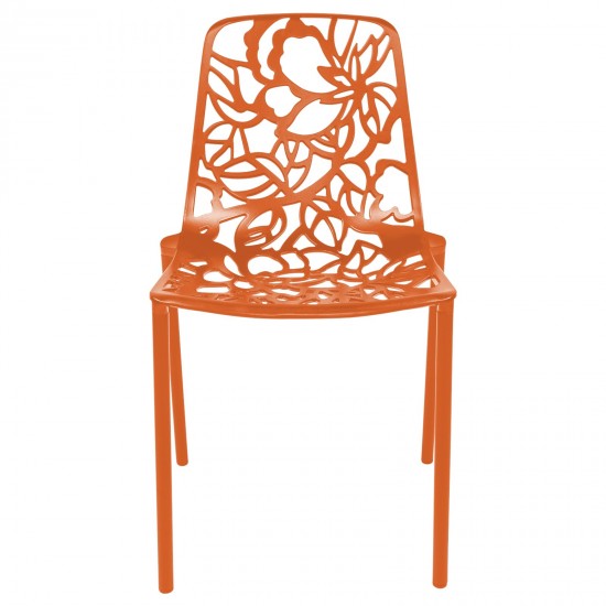 LeisureMod Modern Devon Aluminum Chair, Set of 2, Orange, DC23OR2