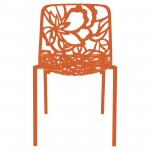LeisureMod Modern Devon Aluminum Chair, Set of 2, Orange, DC23OR2