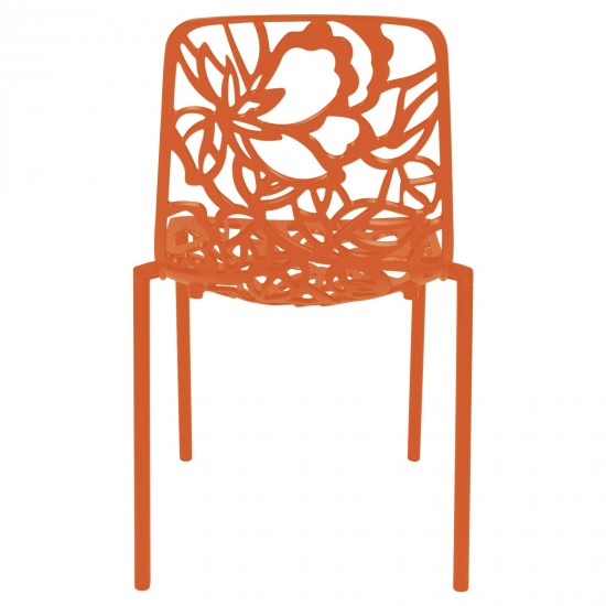LeisureMod Modern Devon Aluminum Chair, Set of 2, Orange, DC23OR2