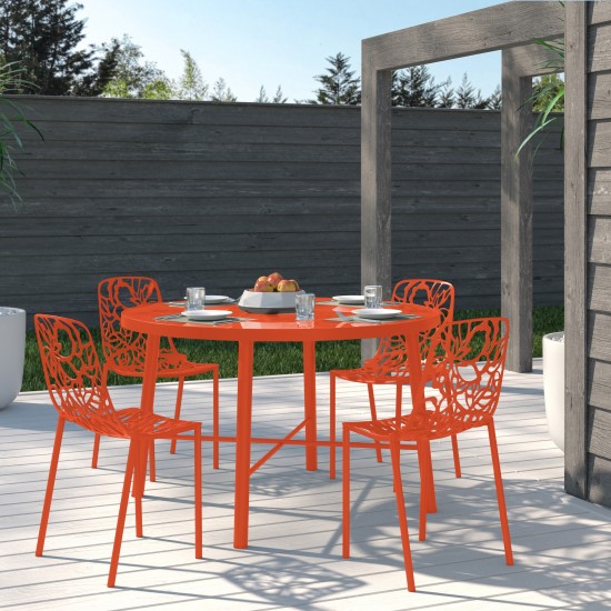 LeisureMod Modern Devon Aluminum Chair, Set of 4, Orange, DC23OR4