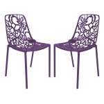 LeisureMod Modern Devon Aluminum Chair, Set of 2, Purple, DC23PU2