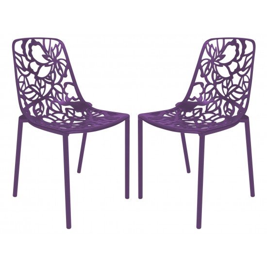 LeisureMod Modern Devon Aluminum Chair, Set of 2, Purple, DC23PU2