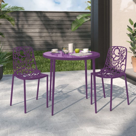 LeisureMod Modern Devon Aluminum Chair, Set of 2, Purple, DC23PU2