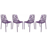 LeisureMod Modern Devon Aluminum Chair, Set of 4, Purple, DC23PU4