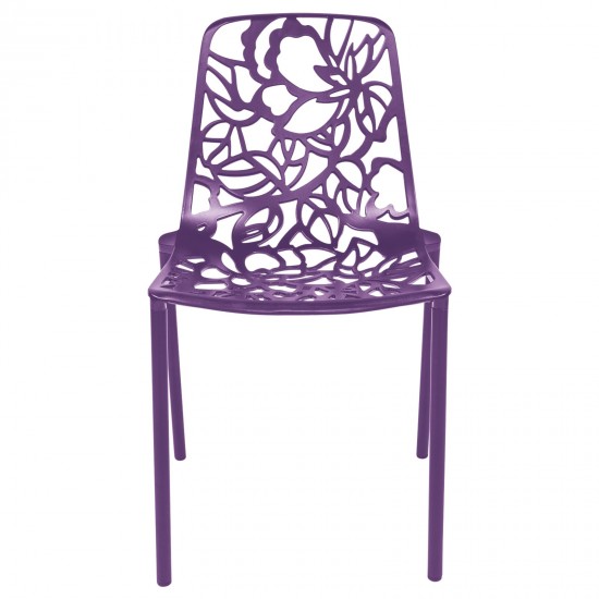 LeisureMod Modern Devon Aluminum Chair, Set of 4, Purple, DC23PU4
