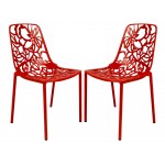 LeisureMod Modern Devon Aluminum Chair, Set of 2, Red, DC23R2