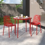 LeisureMod Modern Devon Aluminum Chair, Set of 2, Red, DC23R2