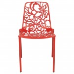 LeisureMod Modern Devon Aluminum Chair, Set of 4, Red, DC23R4