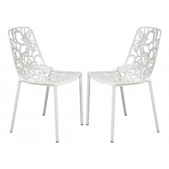 LeisureMod Modern Devon Aluminum Chair, Set of 2, White, DC23W2