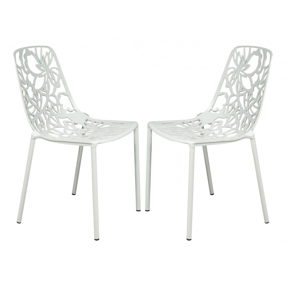 LeisureMod Modern Devon Aluminum Chair, Set of 2, White, DC23W2