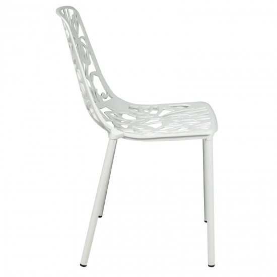 LeisureMod Modern Devon Aluminum Chair, Set of 2, White, DC23W2