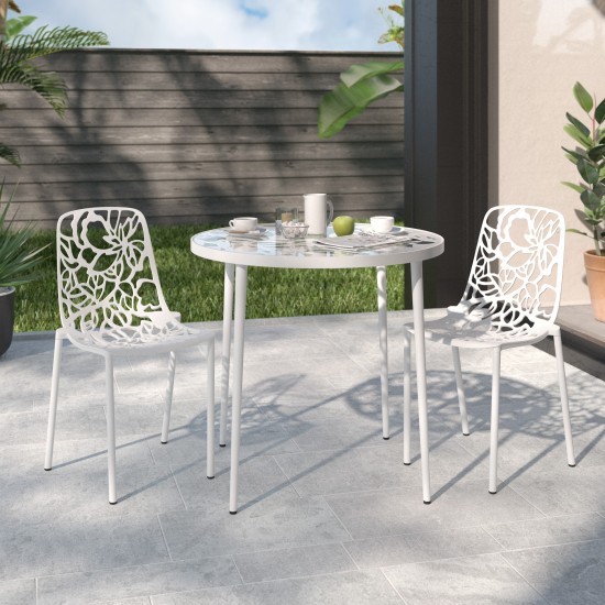 LeisureMod Modern Devon Aluminum Chair, Set of 2, White, DC23W2