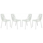 LeisureMod Modern Devon Aluminum Chair, Set of 4, White, DC23W4