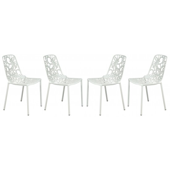 LeisureMod Modern Devon Aluminum Chair, Set of 4, White, DC23W4