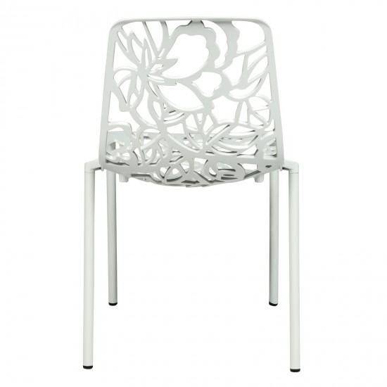 LeisureMod Modern Devon Aluminum Chair, Set of 4, White, DC23W4