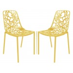LeisureMod Modern Devon Aluminum Chair, Set of 2, Yellow, DC23Y2