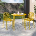 LeisureMod Modern Devon Aluminum Chair, Set of 2, Yellow, DC23Y2