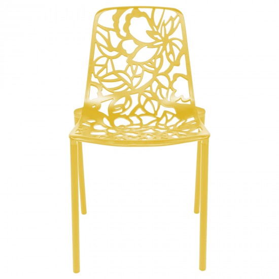 LeisureMod Modern Devon Aluminum Chair, Set of 2, Yellow, DC23Y2