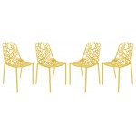 LeisureMod Modern Devon Aluminum Chair, Set of 4, Yellow, DC23Y4