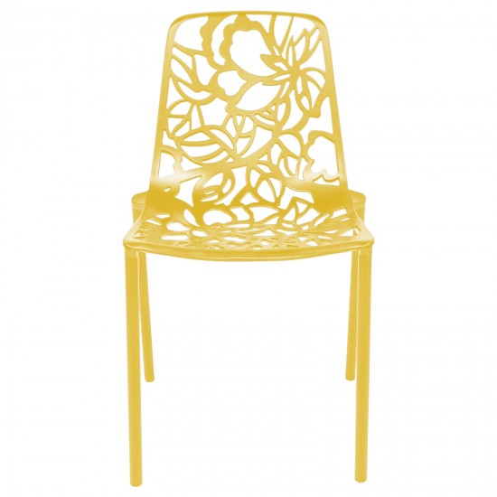 LeisureMod Modern Devon Aluminum Chair, Set of 4, Yellow, DC23Y4