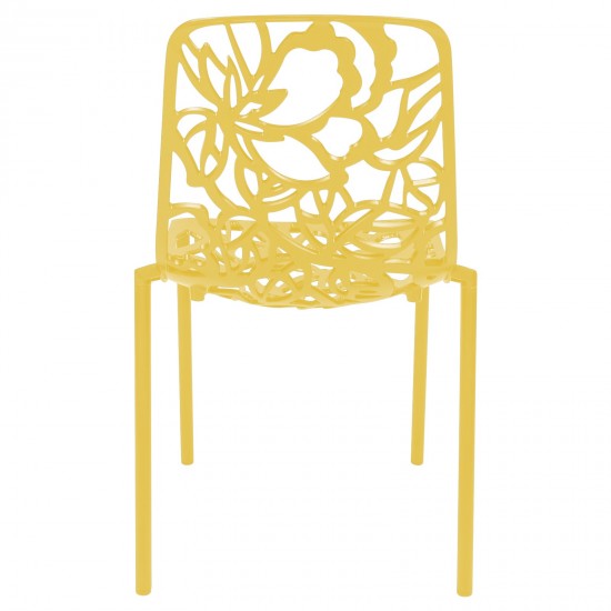 LeisureMod Modern Devon Aluminum Chair, Set of 4, Yellow, DC23Y4