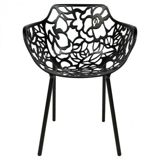 LeisureMod Modern Devon Aluminum Armchair, Black, DCA23BL