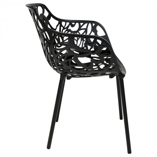 LeisureMod Modern Devon Aluminum Armchair, Black, DCA23BL