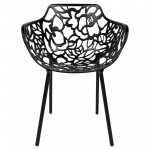 LeisureMod Modern Devon Aluminum Armchair, Set of 4, Black, DCA23BL4