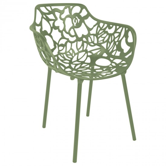 LeisureMod Modern Devon Aluminum Armchair, Khaki Green, DCA23G