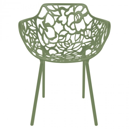 LeisureMod Modern Devon Aluminum Armchair, Khaki Green, DCA23G