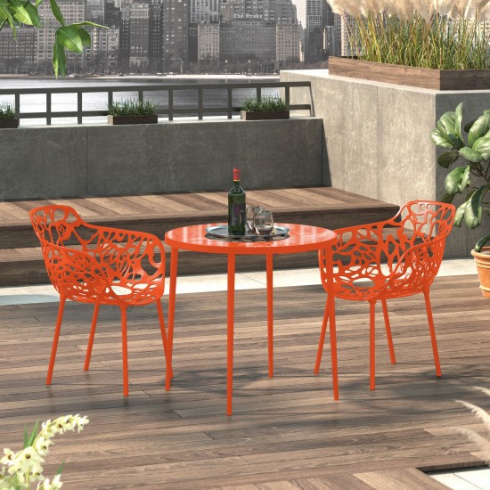 LeisureMod Modern Devon Aluminum Armchair, Set of 2, Orange, DCA23OR2