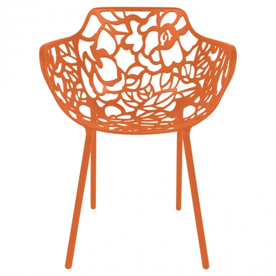 LeisureMod Modern Devon Aluminum Armchair, Set of 2, Orange, DCA23OR2