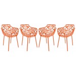 LeisureMod Modern Devon Aluminum Armchair, Set of 4, Orange, DCA23OR4