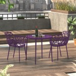 LeisureMod Modern Devon Aluminum Armchair, Set of 2, Purple, DCA23PU2