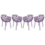 LeisureMod Modern Devon Aluminum Armchair, Set of 4, Purple, DCA23PU4