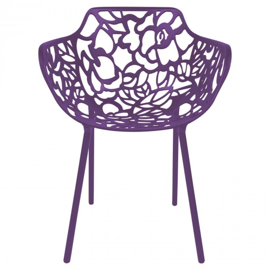 LeisureMod Modern Devon Aluminum Armchair, Set of 4, Purple, DCA23PU4