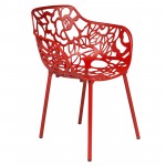 LeisureMod Modern Devon Aluminum Armchair, Red, DCA23R