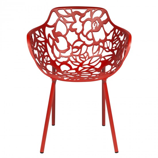 LeisureMod Modern Devon Aluminum Armchair, Red, DCA23R