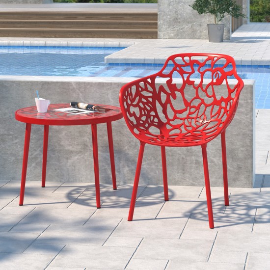 LeisureMod Modern Devon Aluminum Armchair, Red, DCA23R