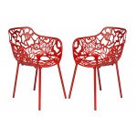 LeisureMod Modern Devon Aluminum Armchair, Set of 2, Red, DCA23R2