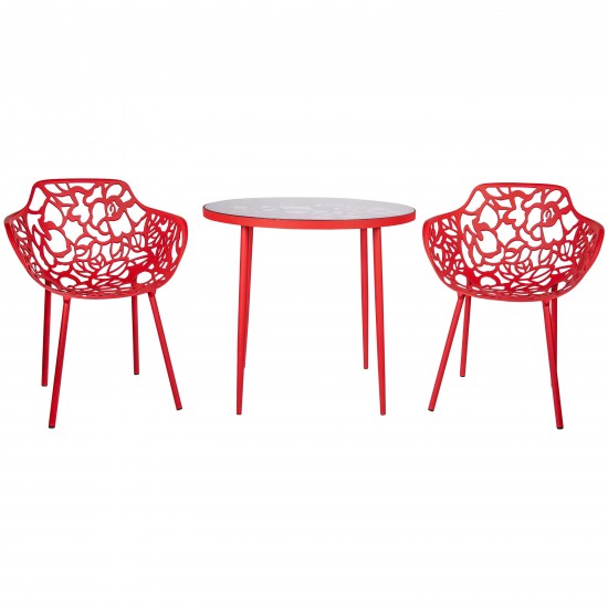 LeisureMod Modern Devon Aluminum Armchair, Set of 2, Red, DCA23R2