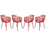 LeisureMod Modern Devon Aluminum Armchair, Set of 4, Red, DCA23R4