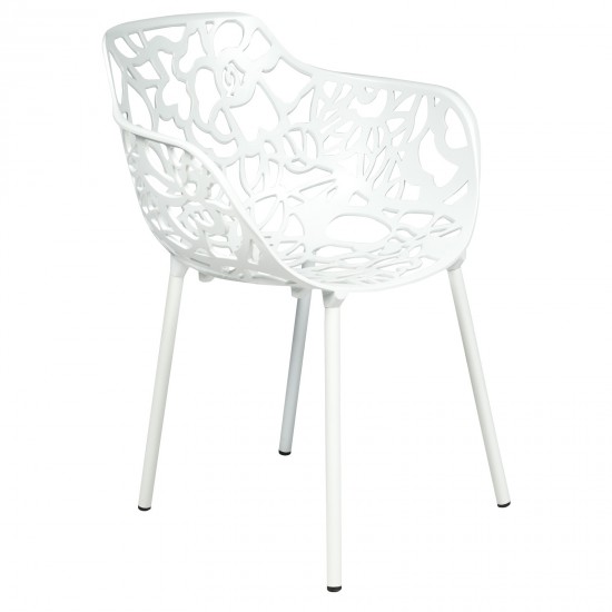 LeisureMod Modern Devon Aluminum Armchair, White, DCA23W