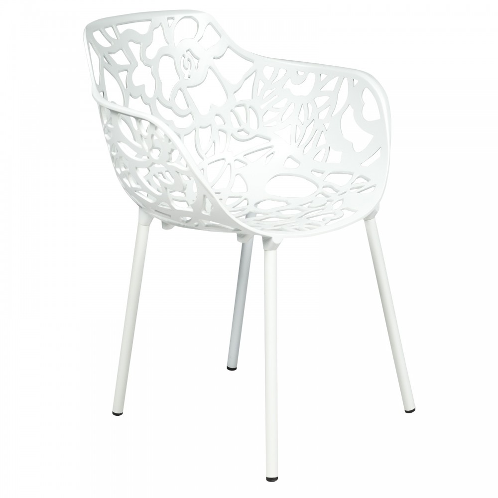 LeisureMod Modern Devon Aluminum Armchair, White, DCA23W