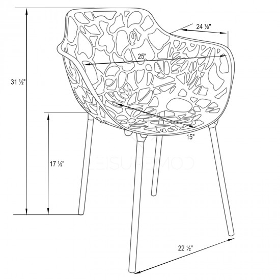 LeisureMod Modern Devon Aluminum Armchair, White, DCA23W