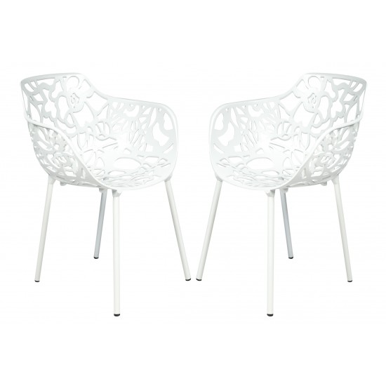 LeisureMod Modern Devon Aluminum Armchair, Set of 2, White, DCA23W2